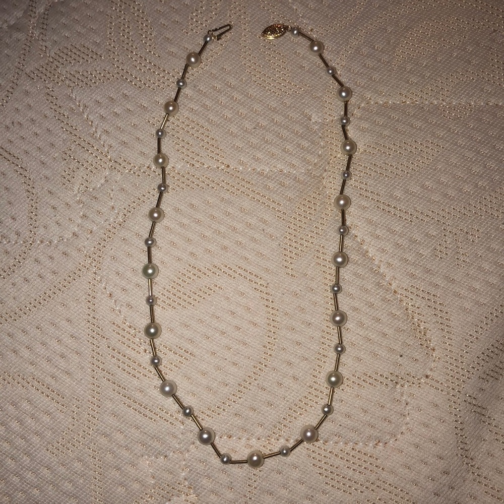 Original Pearled neckless with gold 14 Kilates